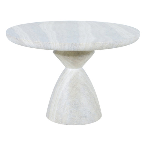 Bloc Round Outdoor Dining Table Travertine Marble 1m