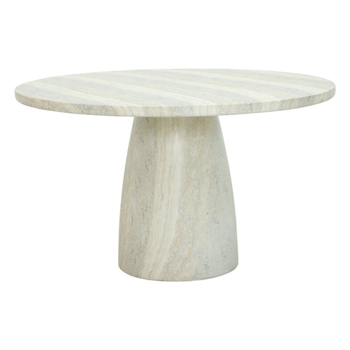 Bloc Round Outdoor Dining Table Travertine Marble 1.3m