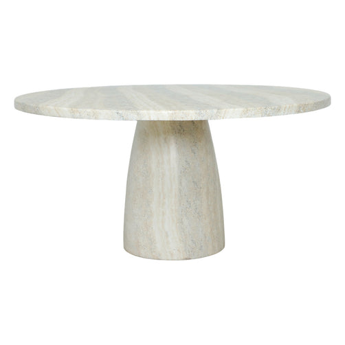 Bloc Round Outdoor Dining Table Travertine Marble 1.5m