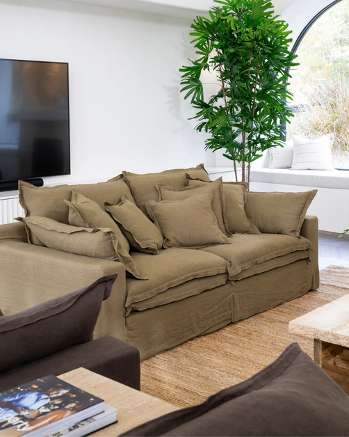 Nuvola 3 Seater Fabric Lounge Olive Green