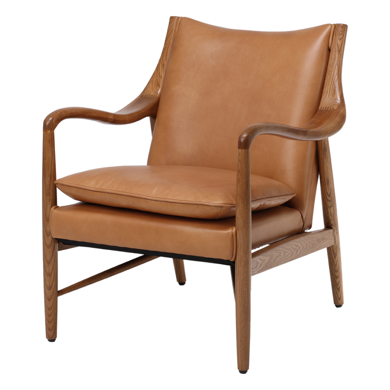 Bowman Camel Leather Arm Chair