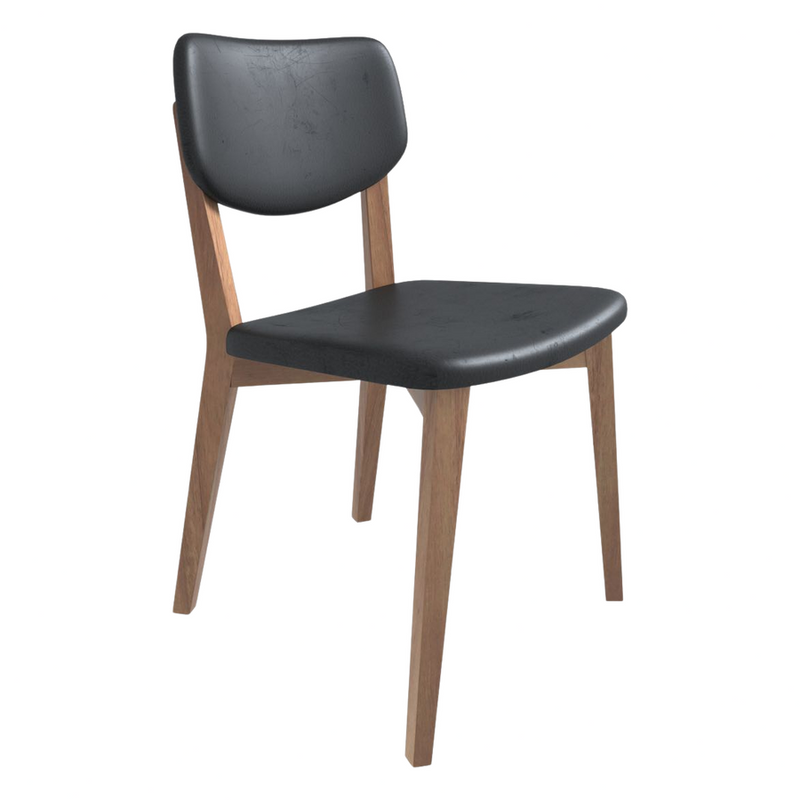 Hobart Black Leather Dining Chair