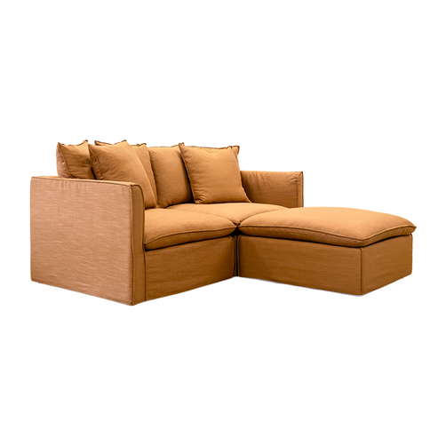 Charlie 2 Seater Modular Lounge with Ottoman Rust