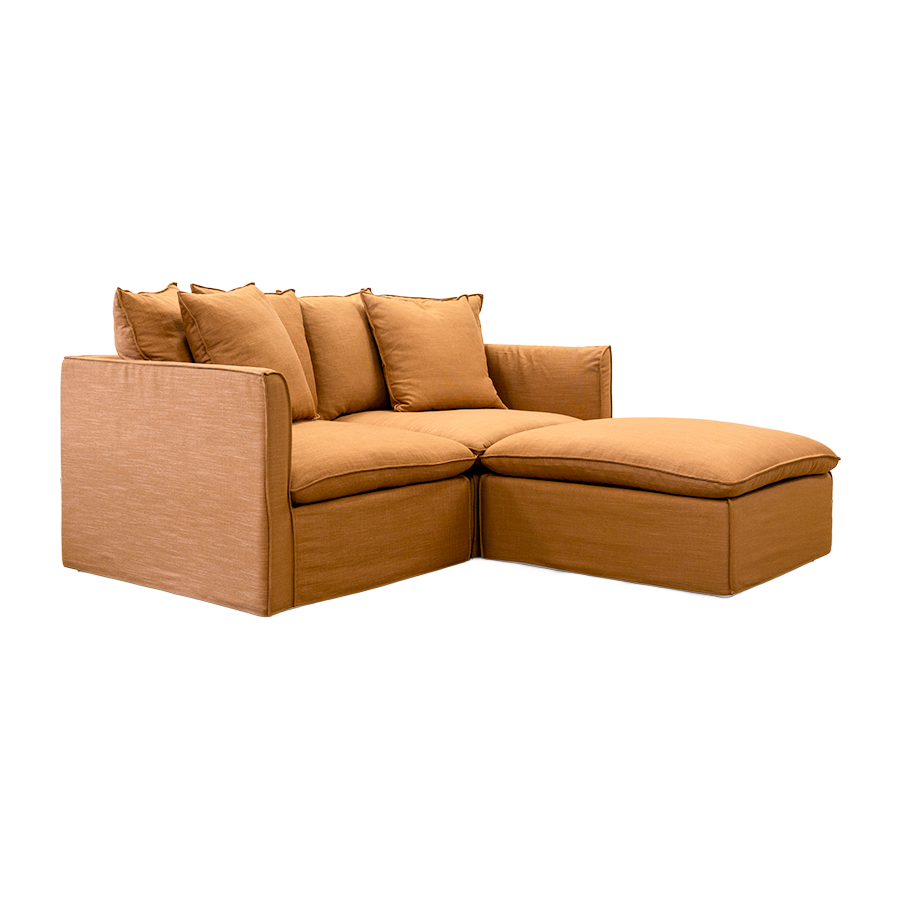 Charlie 2 Seater Modular Lounge with Ottoman Rust