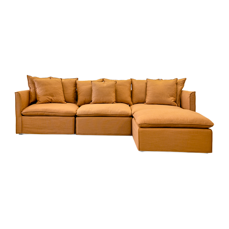 Charlie 3 Seater Modular Lounge With Ottoman Rust