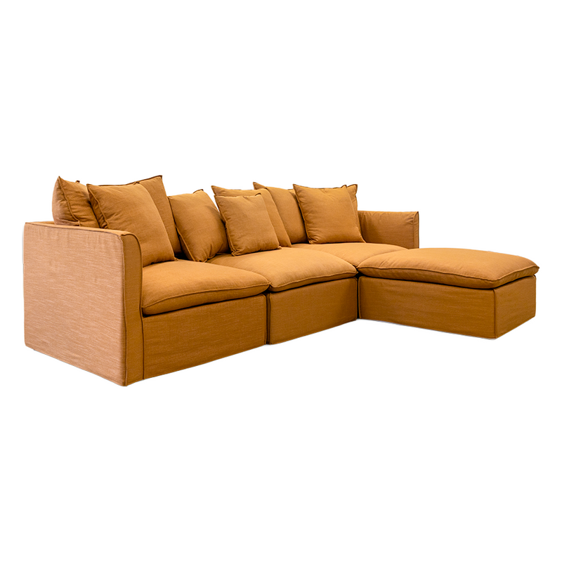 Charlie 3 Seater Modular Lounge With Ottoman Rust
