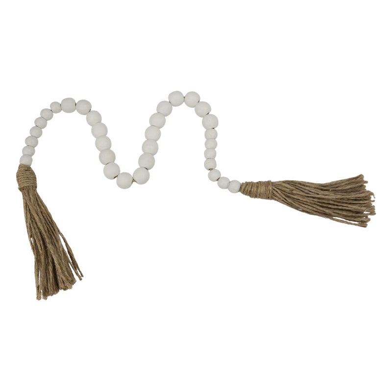 Wood Bead Garland White