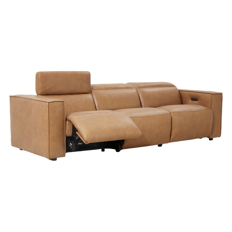 Barnes 3 Seater Leather Lounge Electric Recliner