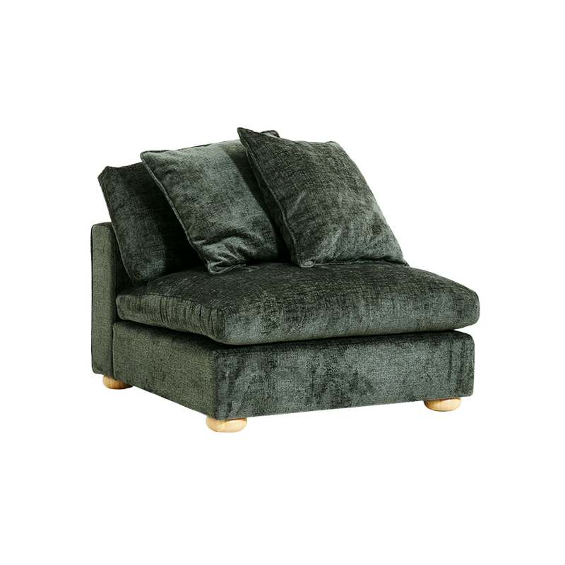 Clyde Armless Modular Lounge Piece Green Fabric