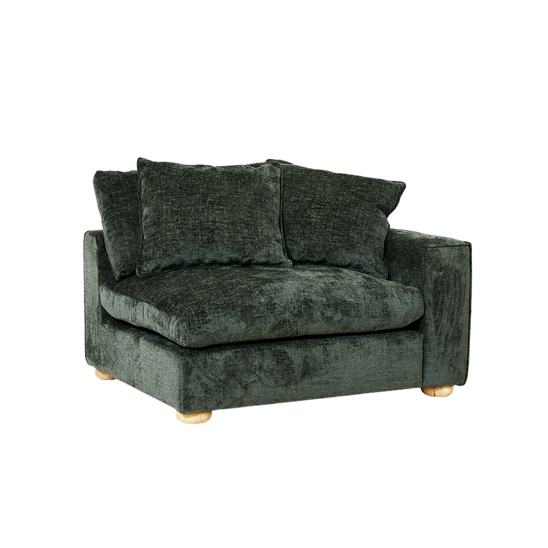 Clyde Right Hand Modular Lounge Piece Green Fabric