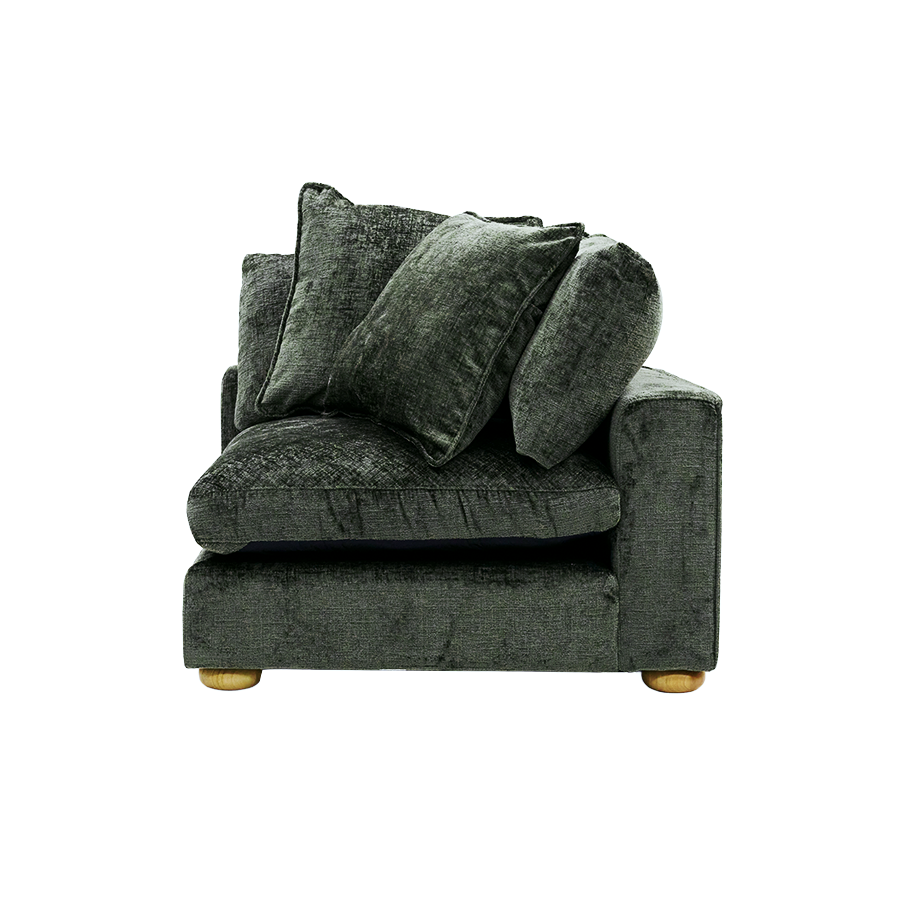 Clyde Right Hand Modular Lounge Piece Green Fabric