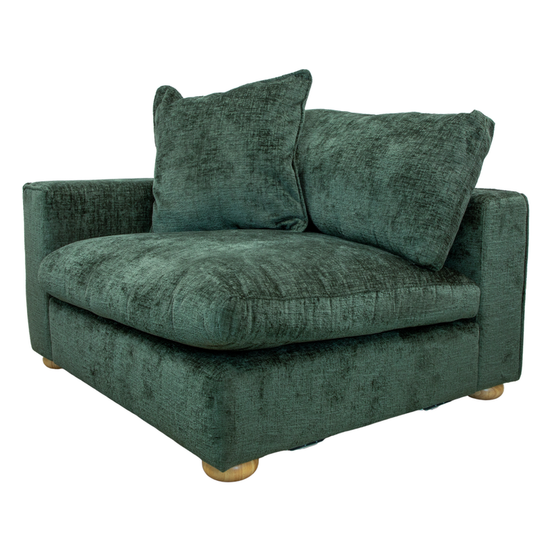 Clyde Right Hand Modular Lounge Piece Green Fabric