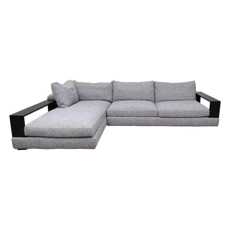 Hugo Left Hand Chaise Lounge Grey Charcoal Fabric