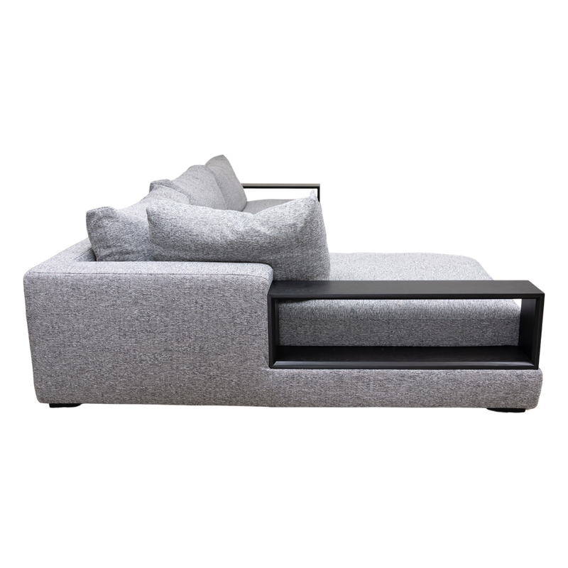 Hugo Right Hand Chaise Lounge Grey Charcoal Fabric