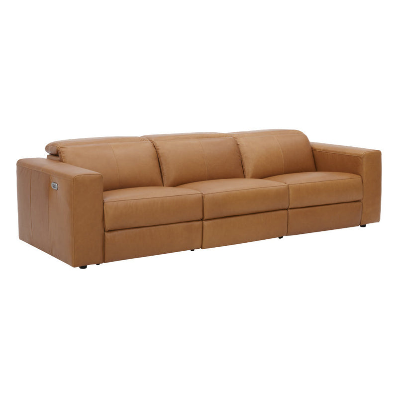 Londyn 3 Seater Recliner Caramel Brown Leather