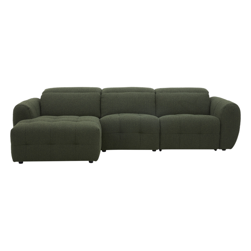 Milos Left-Hand Chaise Modular Lounge Piece Green Fabric