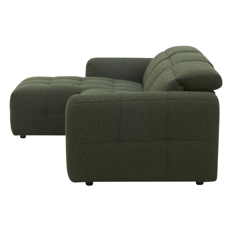 Milos Left-Hand Chaise Modular Lounge Piece Green Fabric