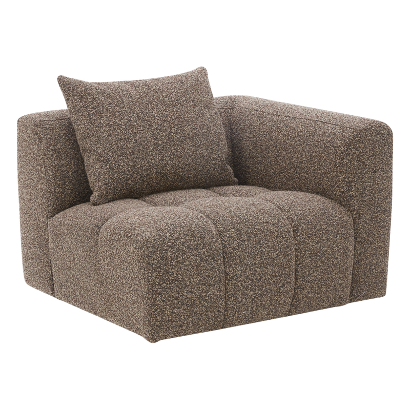 Palmview Right Hand Arm Modular Lounge Piece Brown Textured Fabric