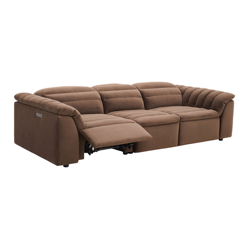 Rovella Modular 3 Seater Electric Recliner Chocolate Brown