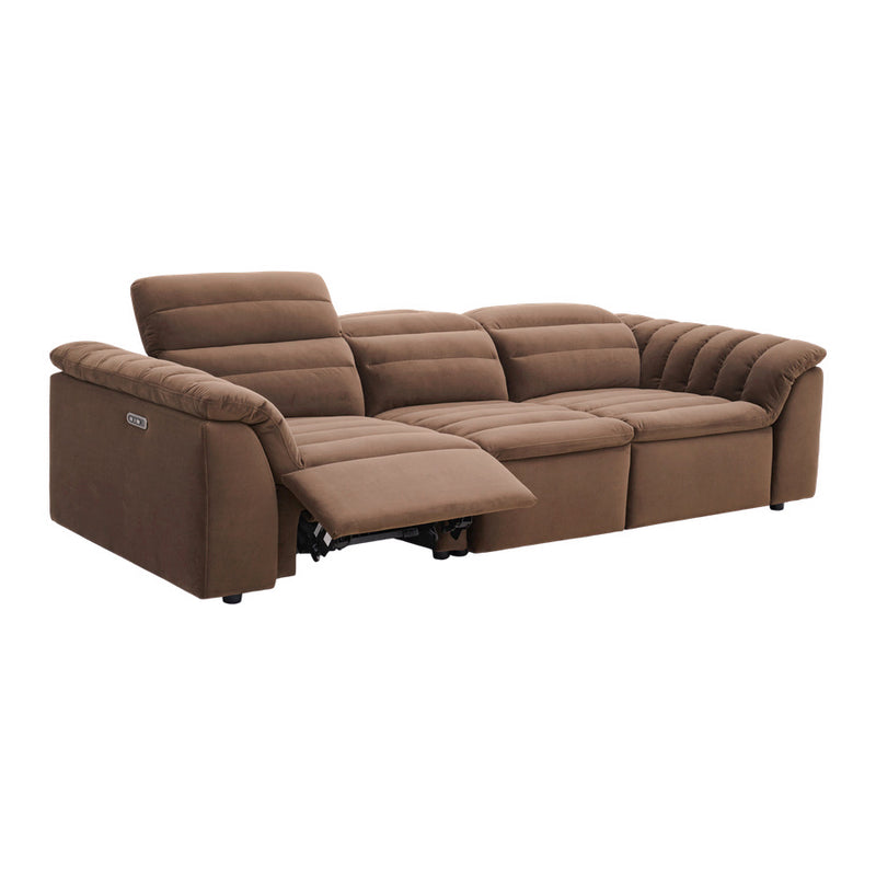 Rovella Modular 3 Seater Electric Recliner Chocolate Brown