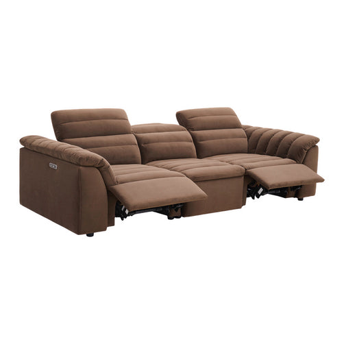 Rovella Modular 3 Seater Electric Recliner Chocolate Brown