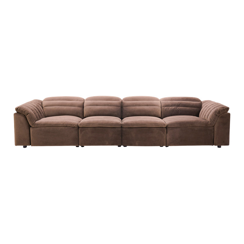 Rovella Modular 4 Seater Electric Recliner Chocolate Brown