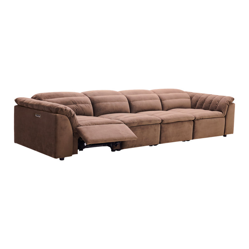 Rovella Modular 4 Seater Electric Recliner Chocolate Brown