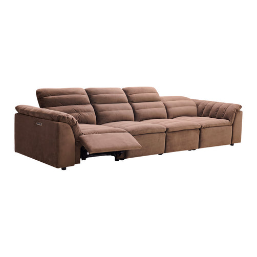 Rovella Modular 4 Seater Electric Recliner Chocolate Brown