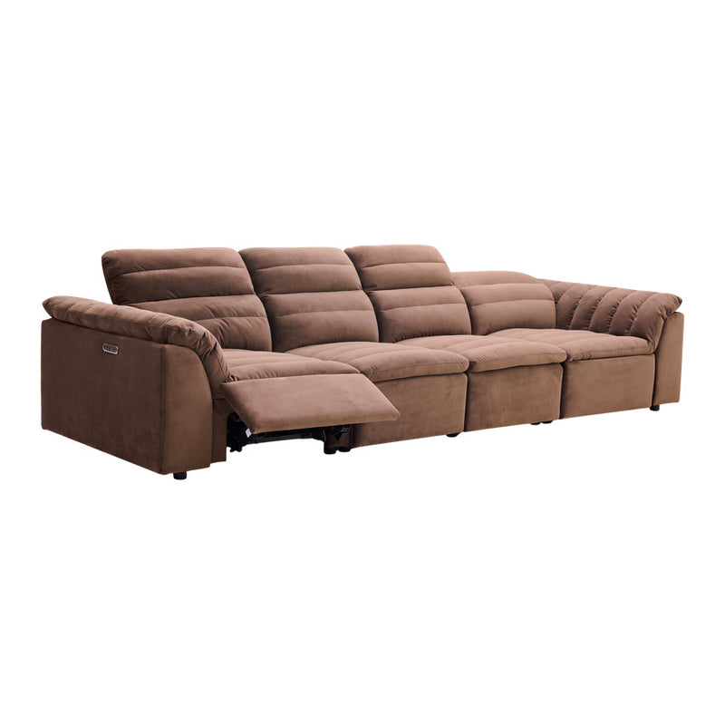 Rovella Modular 4 Seater Electric Recliner Chocolate Brown