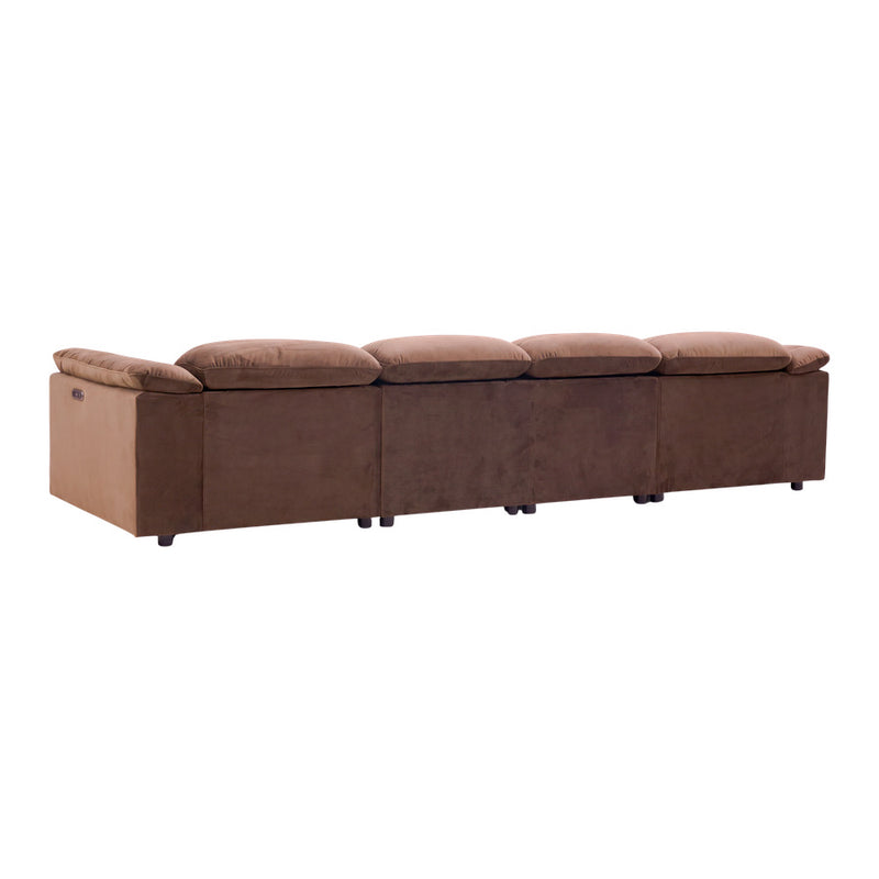 Rovella Modular 4 Seater Electric Recliner Chocolate Brown