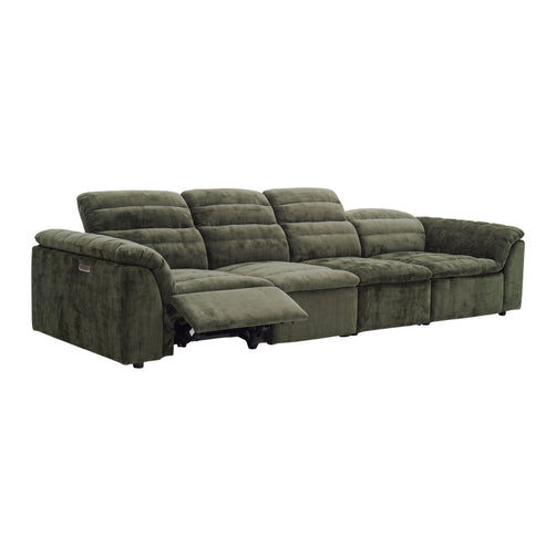 Rovella Modular 4 Seater Electric Recliner Moss Green