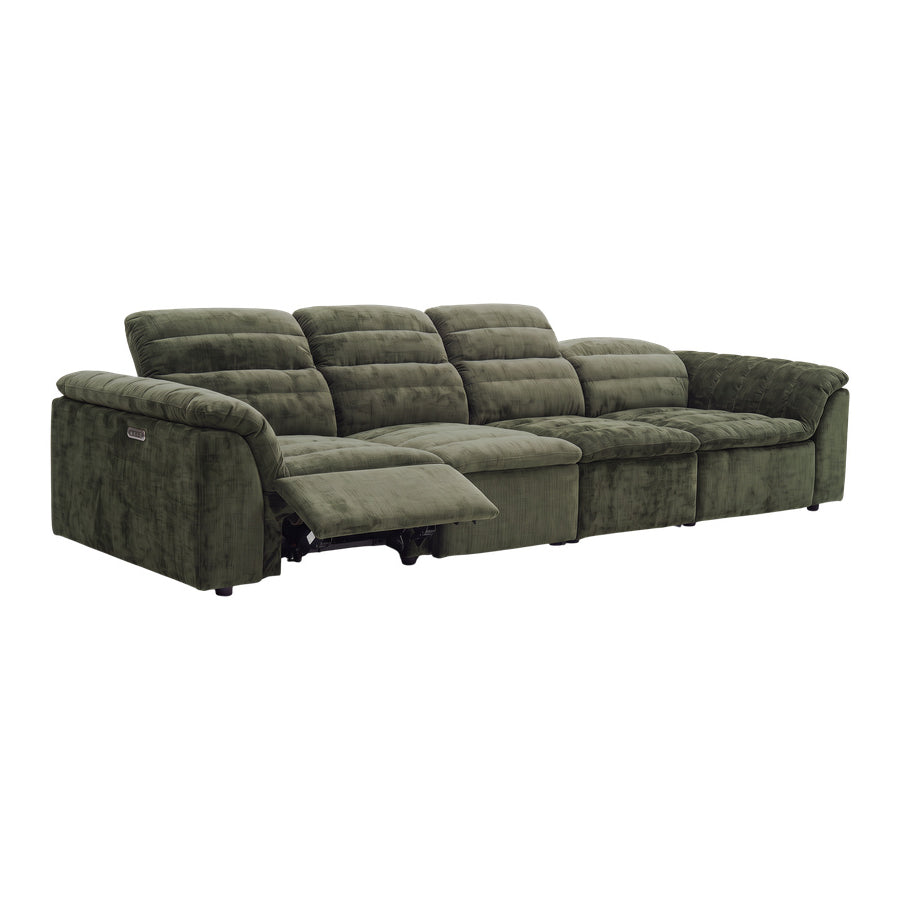 Rovella Modular 4 Seater Electric Recliner Moss Green