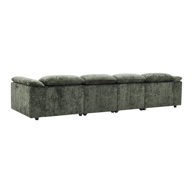 Rovella Modular 4 Seater Electric Recliner Moss Green