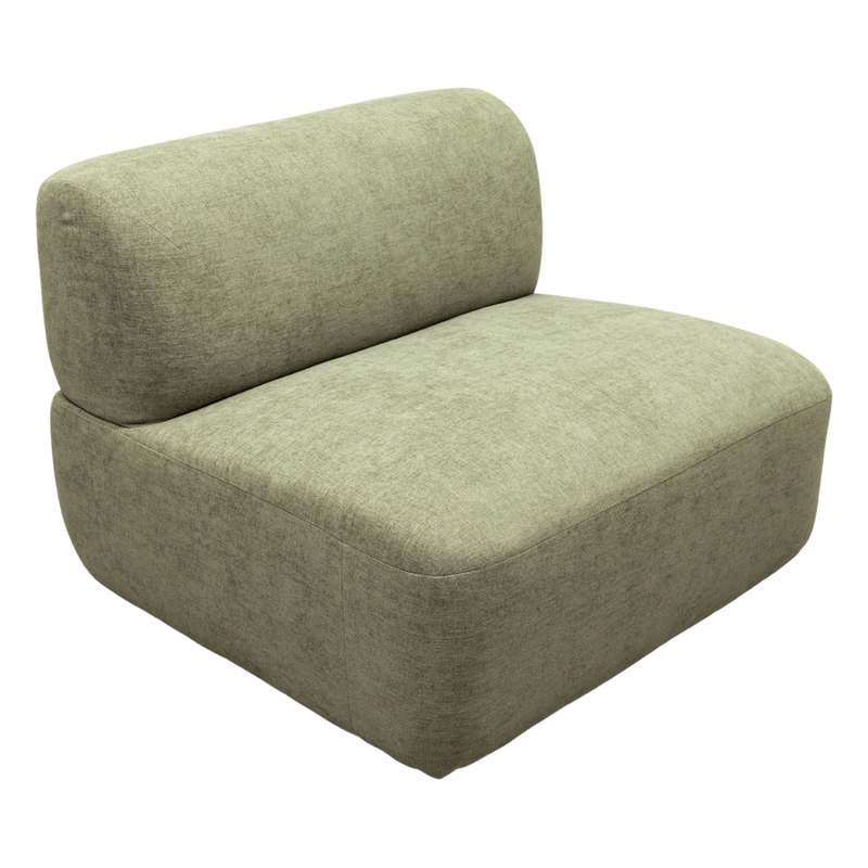 Santorini Armless 1 Seater Modular Piece Only Green Leaf Fabric