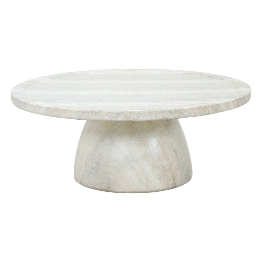 Bloc Round Outdoor Coffee Travertine Marble Table 1m