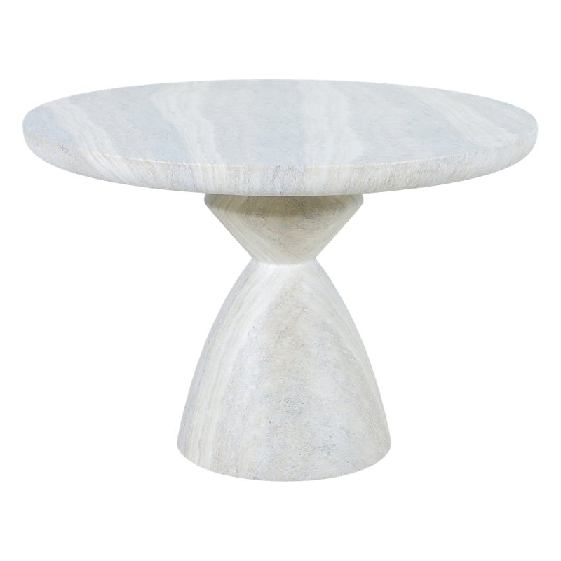 Bloc Round Outdoor Dining Table Travertine Marble 1m