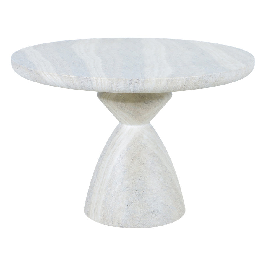 Bloc Round Outdoor Dining Table Travertine Marble 1m