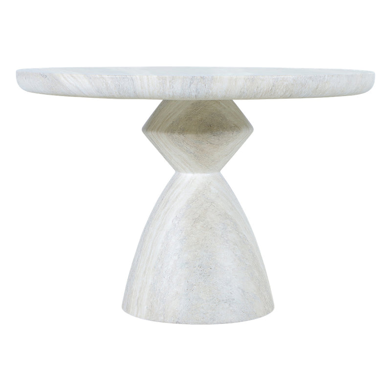 Bloc Round Outdoor Dining Table Travertine Marble 1m