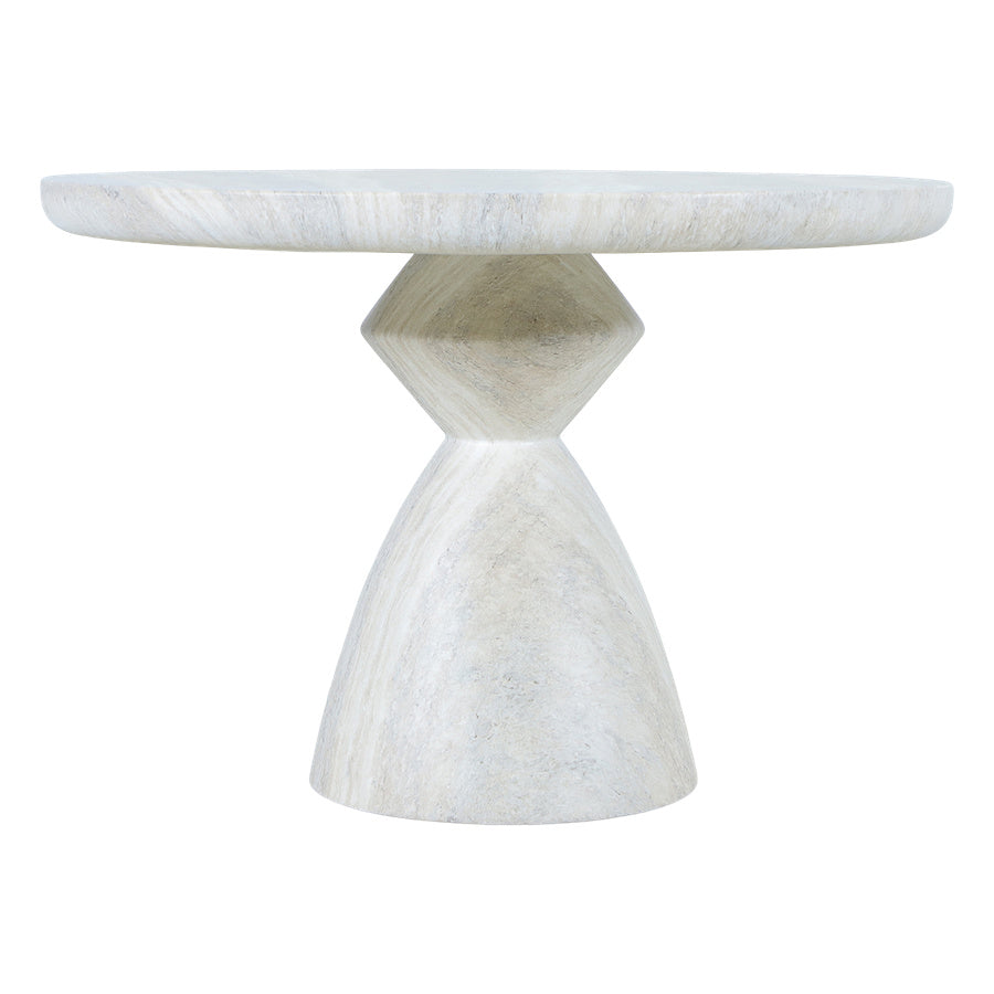 Bloc Round Outdoor Dining Table Travertine Marble 1m