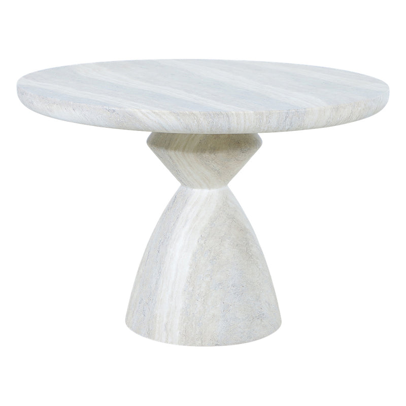 Bloc Round Outdoor Dining Table Travertine Marble 1m