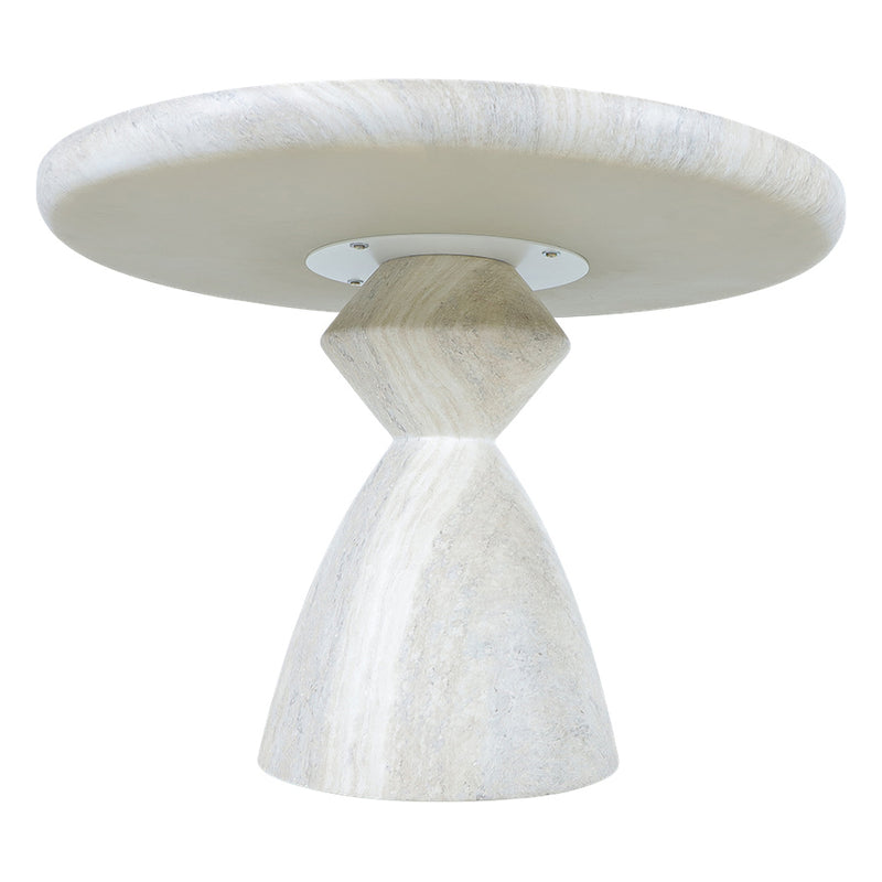 Bloc Round Outdoor Dining Table Travertine Marble 1m