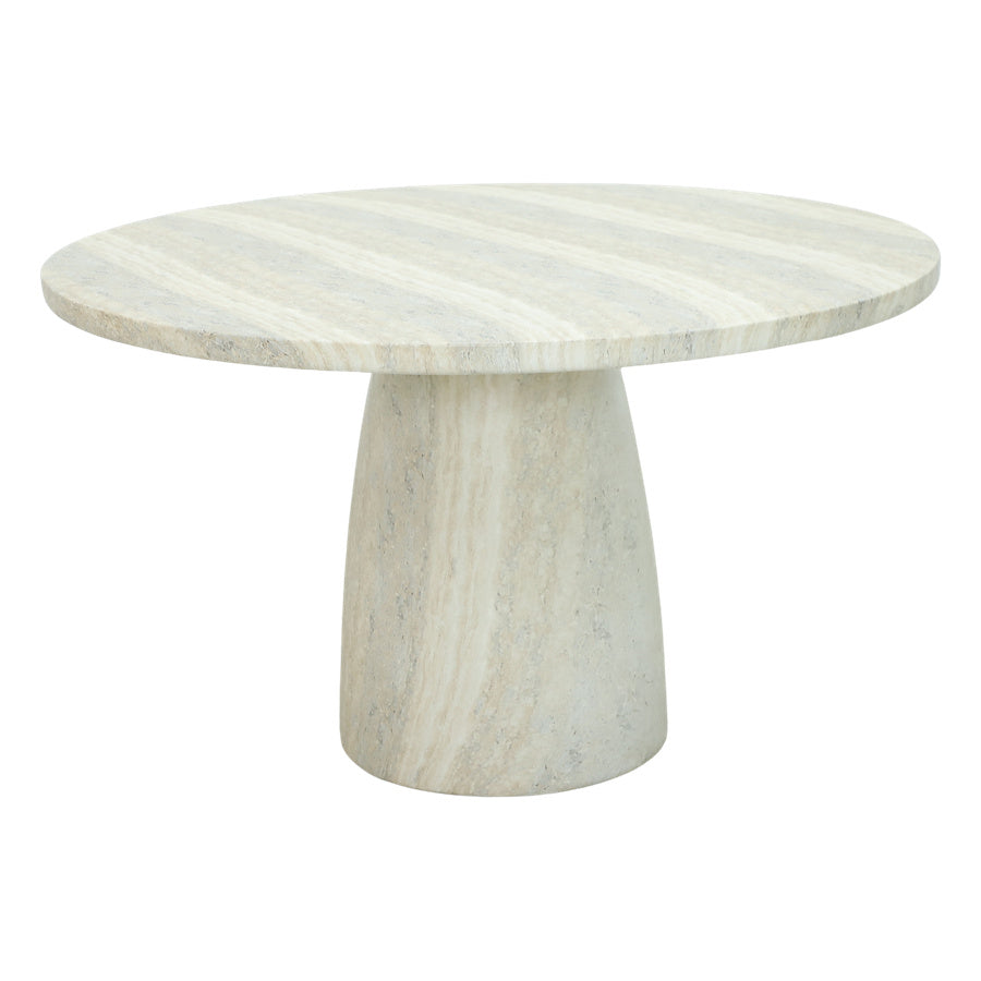 Bloc Round Outdoor Dining Table Travertine Marble 1.3m
