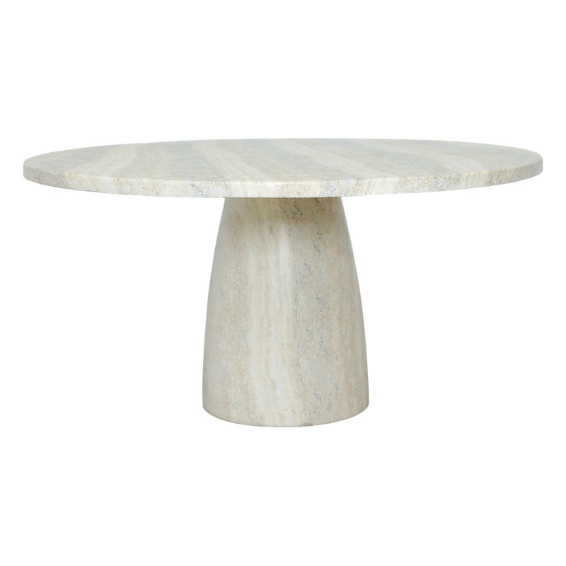Bloc Round Outdoor Dining Table Travertine Marble 1.5m