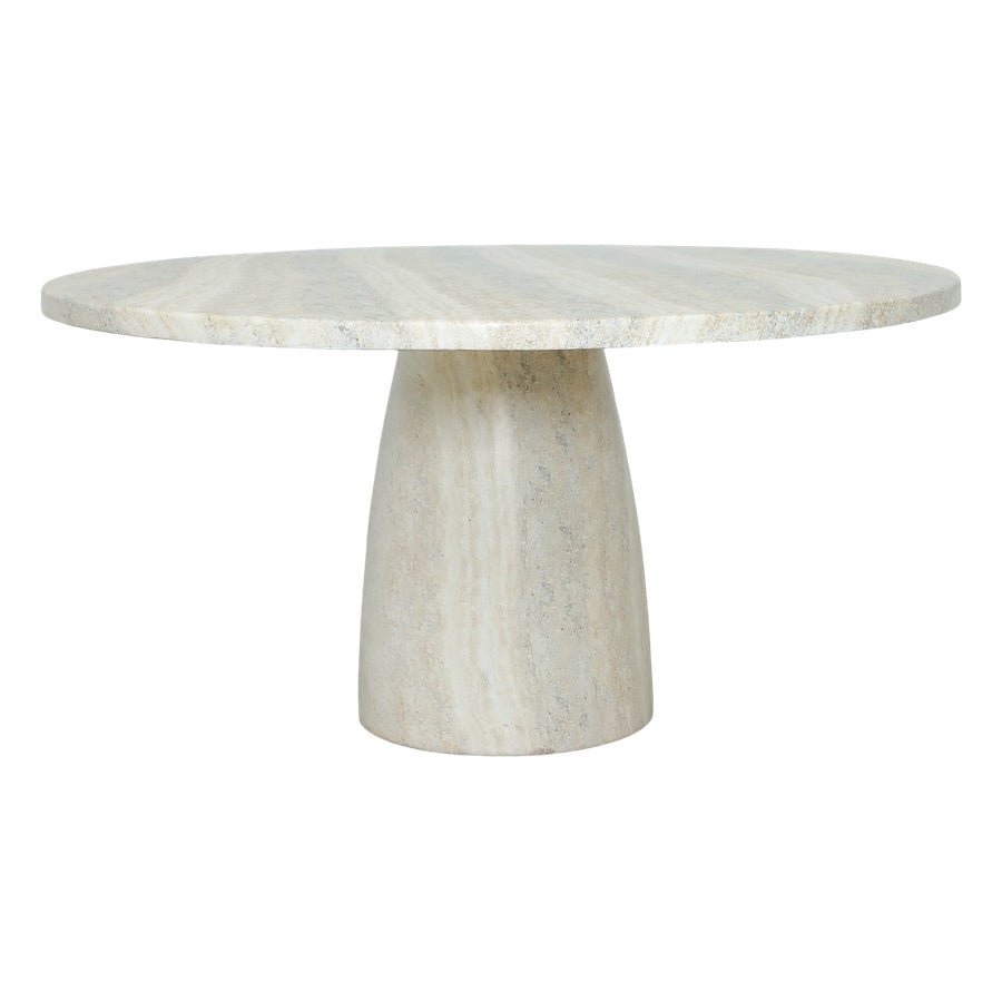 Bloc Round Outdoor Dining Table Travertine Marble 1.5m