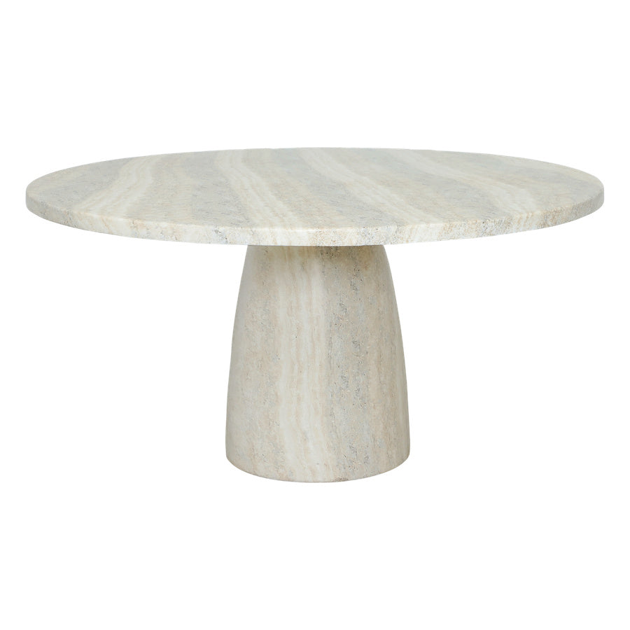 Bloc Round Outdoor Dining Table Travertine Marble 1.5m