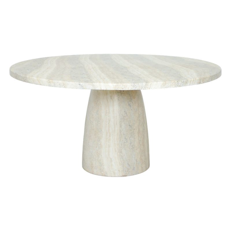 Bloc Round Outdoor Dining Table Travertine Marble 1.5m