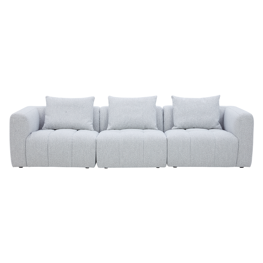 Palmview 3 Seater Modular Lounge Piece Light Grey Fabric