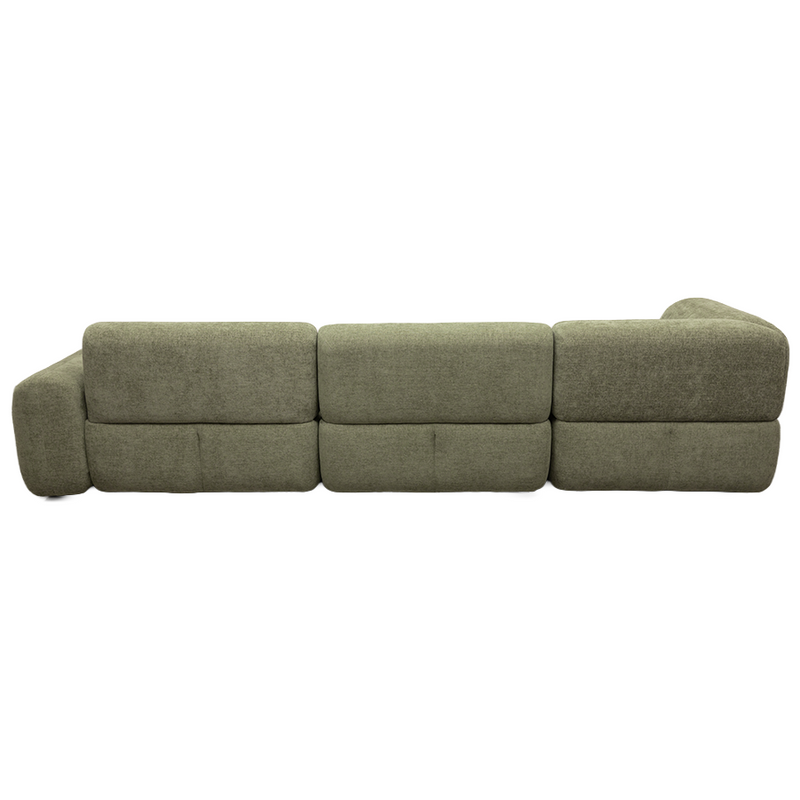 Santorini Left Hand Chaise Green Leaf Fabric Modular Lounge