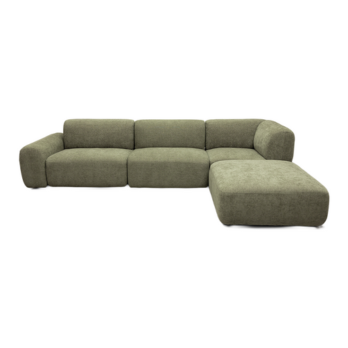 Santorini Right Hand Chaise Green Leaf Fabric Modular Lounge