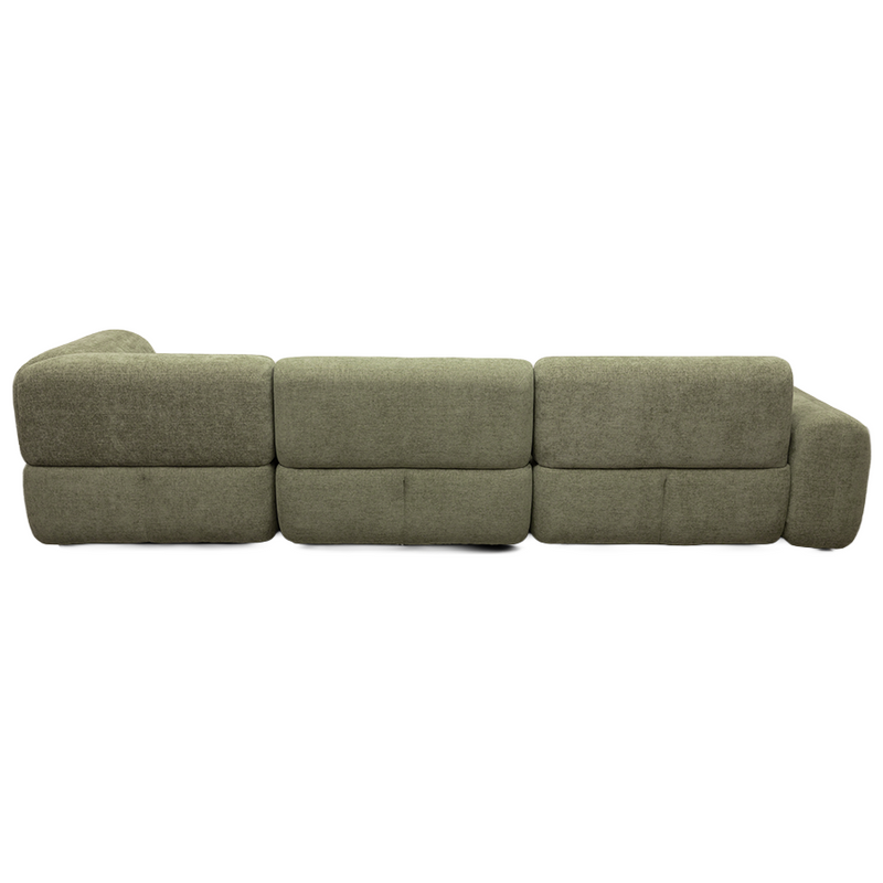 Santorini Right Hand Chaise Green Leaf Fabric Modular Lounge